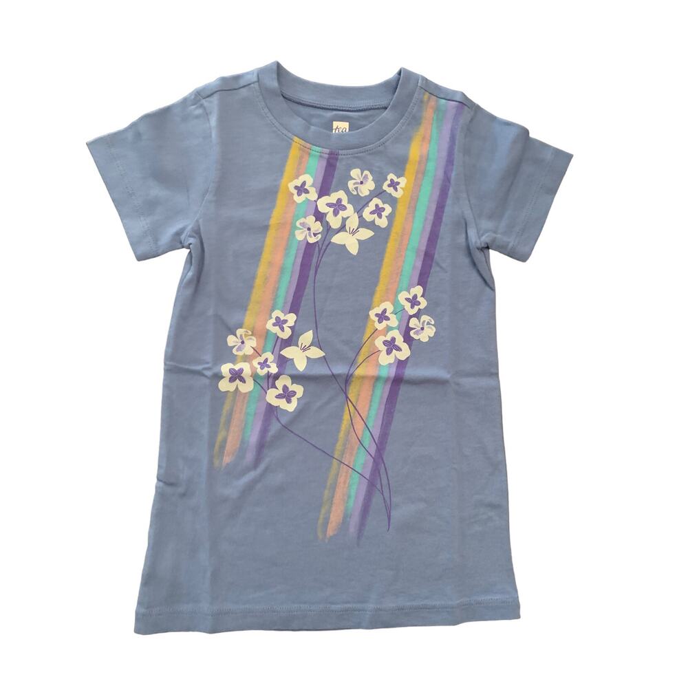 Tea Collection Short Sleeve Purple T-Shirt Dress with Rainbow. Size 2. NWT.